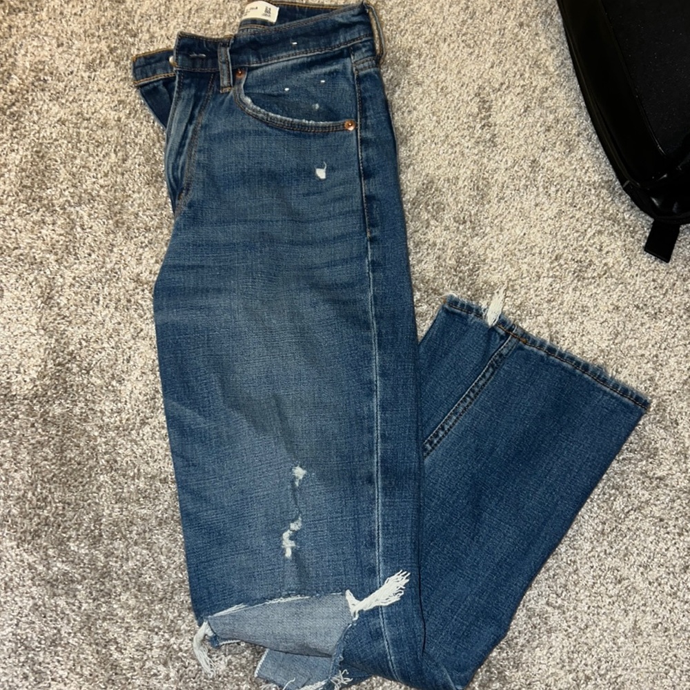 Abercrombie and Fitch the ankle Street ultra high rise ripped jeans